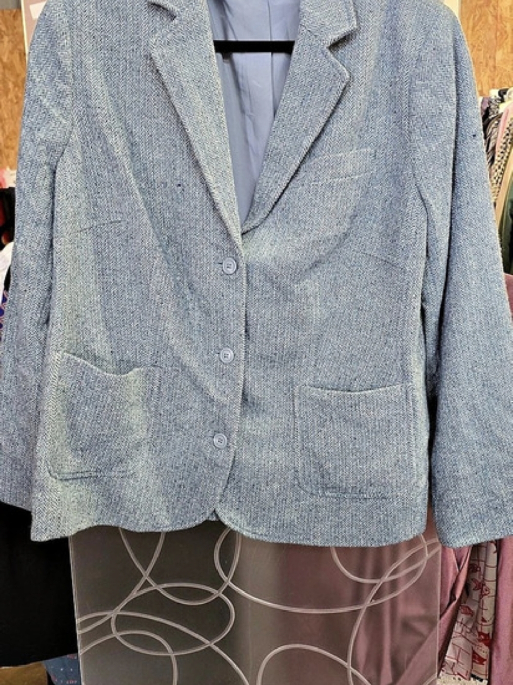 L.L.Bean Herringbone Blazer in Blue Size 1X